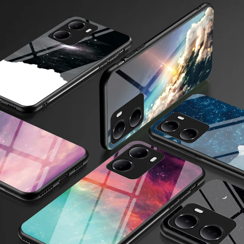Handyhülle für Xiaomi Redmi 15a 5G, Sternenhimmel-Muster, Handyhülle aus gehärtetem Glas – Kosmischer Sternenhimmel