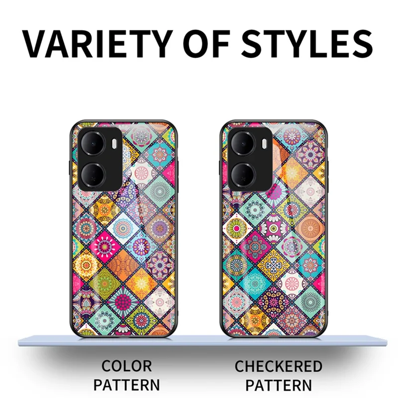 For Xiaomi Redmi 15a 5G Phone Case Kickstand Ethnic Pattern Tempered Glass Phone Cover with Strap - Color Pattern