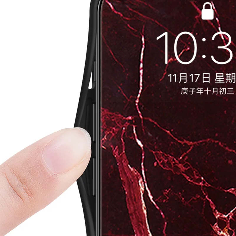 Für Xiaomi Redmi 15a 5G Handytasche Marmormuster Gehärtetes Glas + PC + TPU Schutzhülle - Blutrotes Marmor