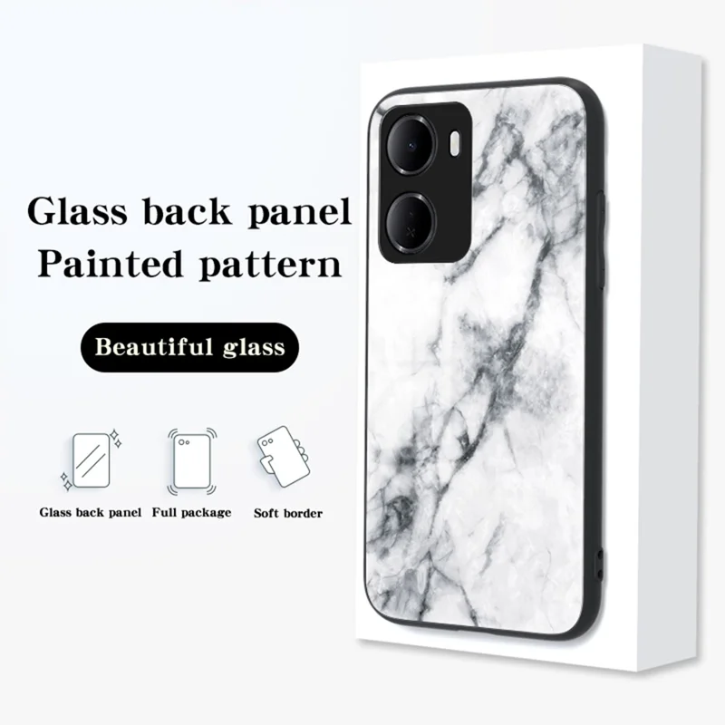 Für Xiaomi Redmi 15a 5G Handytasche Marmormuster Gehärtetes Glas + PC + TPU Schutzhülle - Blutrotes Marmor