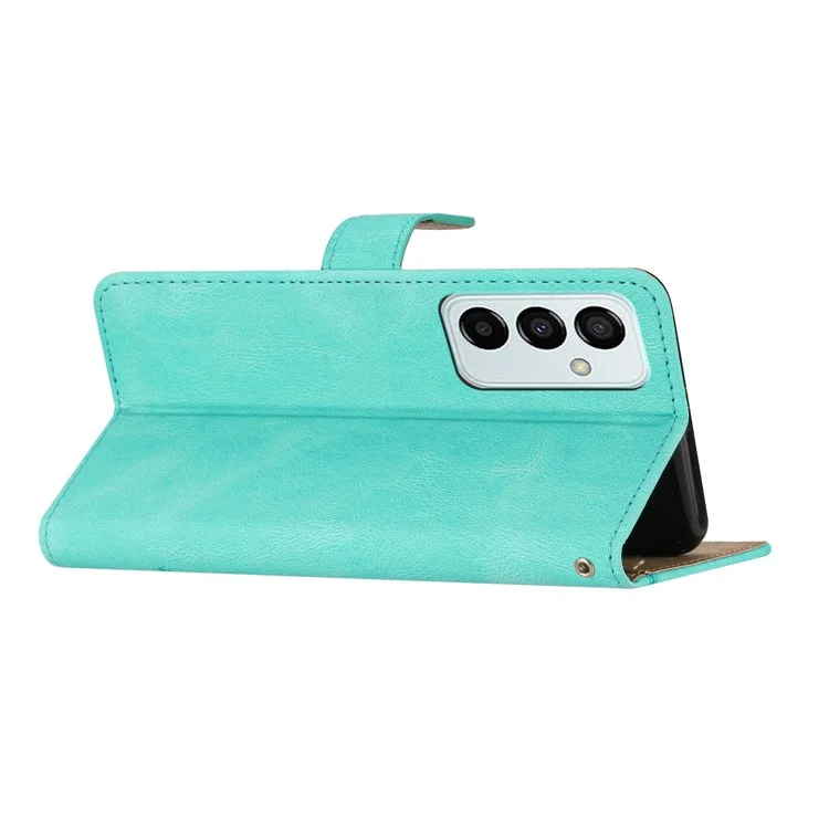 Stoßdämpfer Hülle Für Samsung Galaxy M52 5G Wallet Phone Hülle Crazy Horse Textur PU Leder Flip Cover Mit Riemen / Stand - Grün