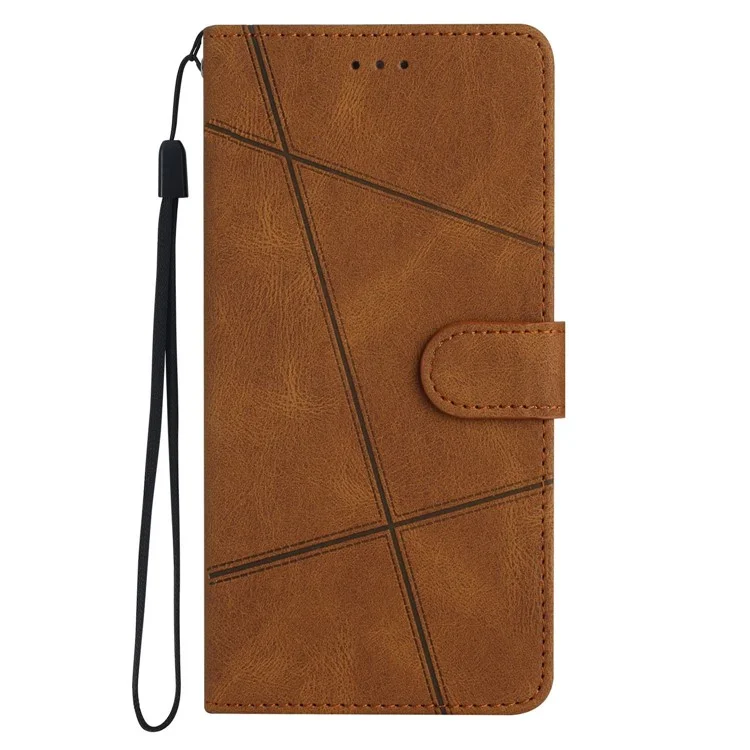 Wallet Phone Case für Oppo A17 4G / A17k 4G linierte, geschützte Hülle mit Crazy Horse-Textur, PU-Leder-Cover mit Riemen - Braun