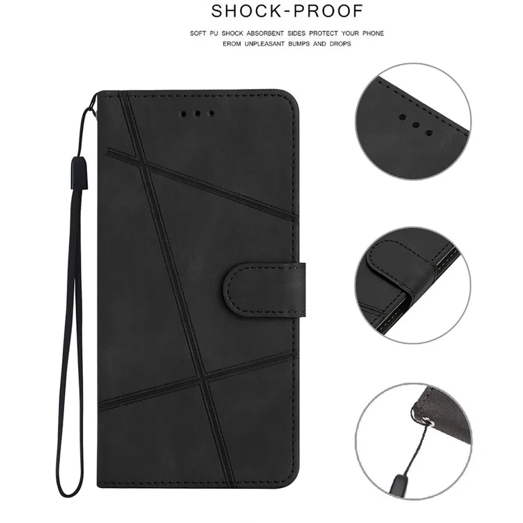 For Samsung Galaxy A04 4G (164.4 x 76.3 x 9.1 mm) Phone Case Wallet Crazy Horse Texture PU Leather Cover Stand Phone Case with Strap - Black