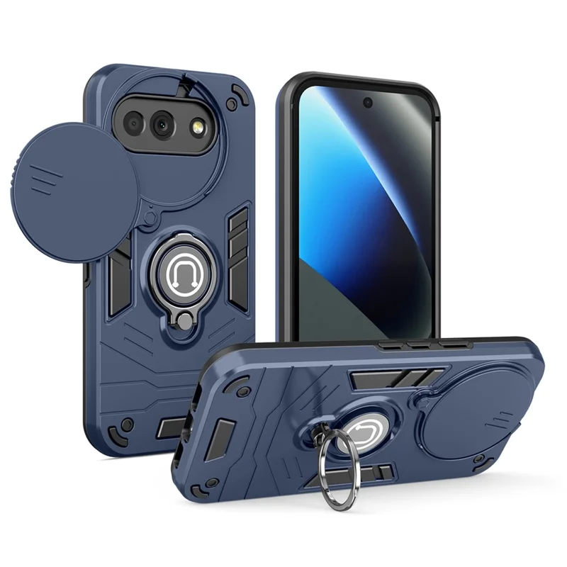 For Google Pixel 10a Case Slide Camshield Kickstand PC + TPU Phone Cover - Blue