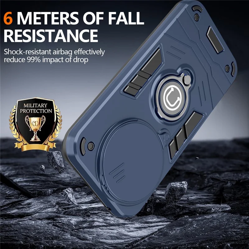 For Google Pixel 10a Case Slide Camshield Kickstand PC + TPU Phone Cover - Blue