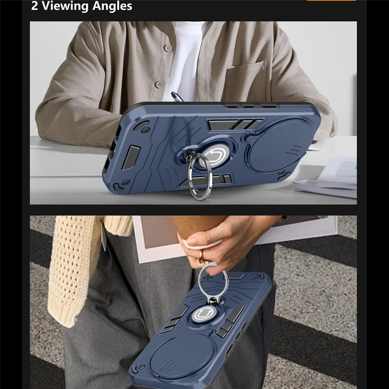 For Google Pixel 10a Case Slide Camshield Kickstand PC + TPU Phone Cover - Blue