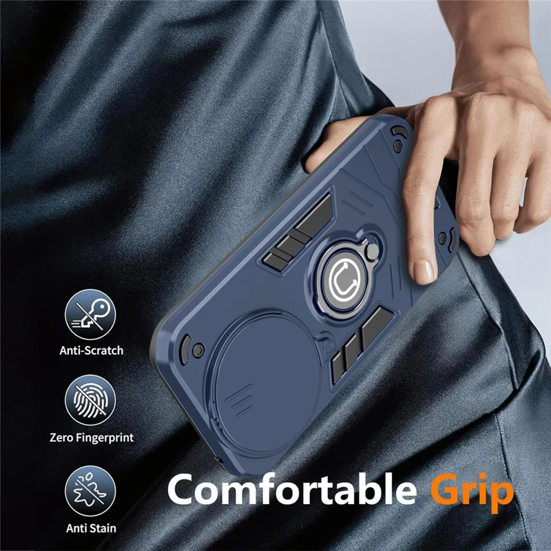 For Google Pixel 10a Case Slide Camshield Kickstand PC + TPU Phone Cover - Blue