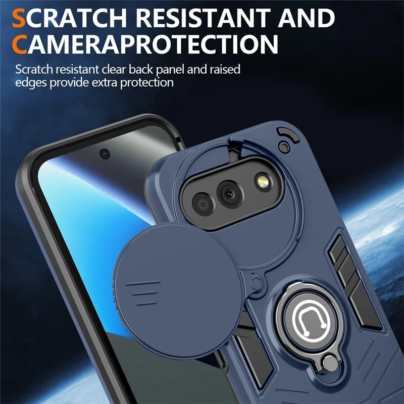 For Google Pixel 10a Case Slide Camshield Kickstand PC + TPU Phone Cover - Blue