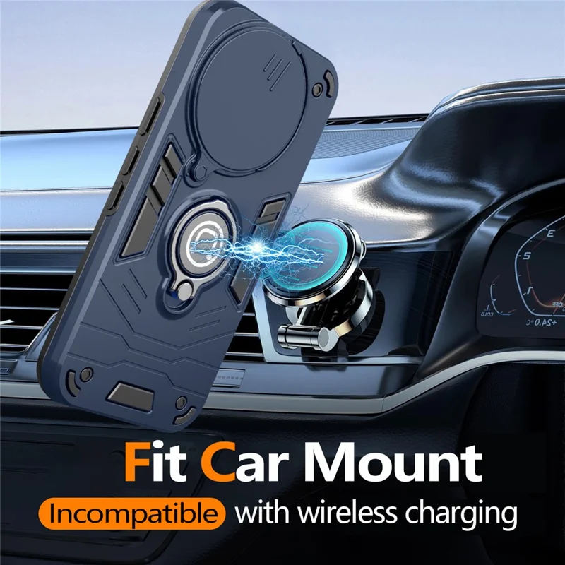 For Google Pixel 10a Case Slide Camshield Kickstand PC + TPU Phone Cover - Blue