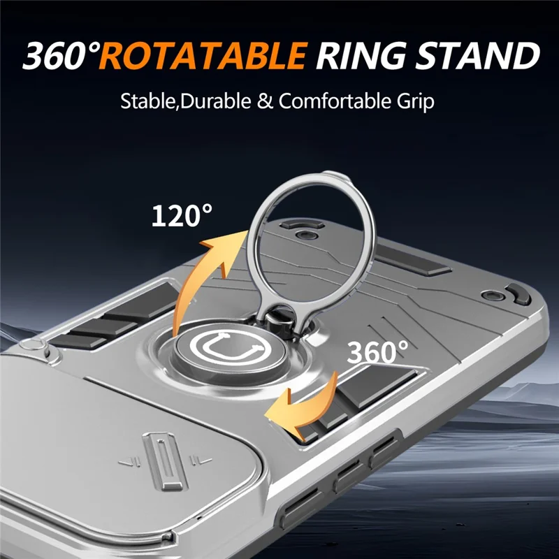 For Google Pixel 9 Pro XL Case Slide Camshield Kickstand PC + TPU Phone Cover - White