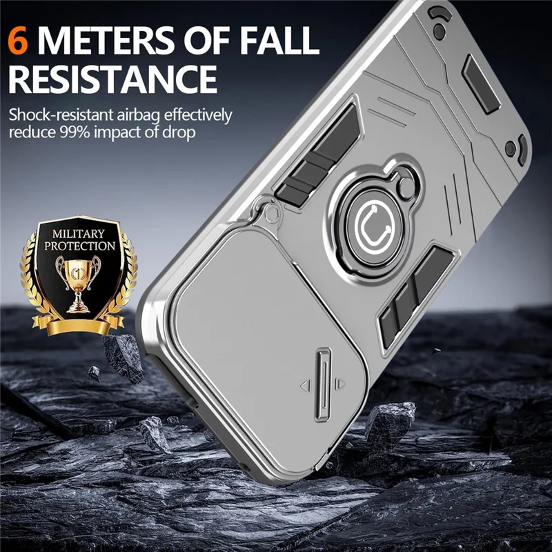 For Google Pixel 9 Pro XL Case Slide Camshield Kickstand PC + TPU Phone Cover - White