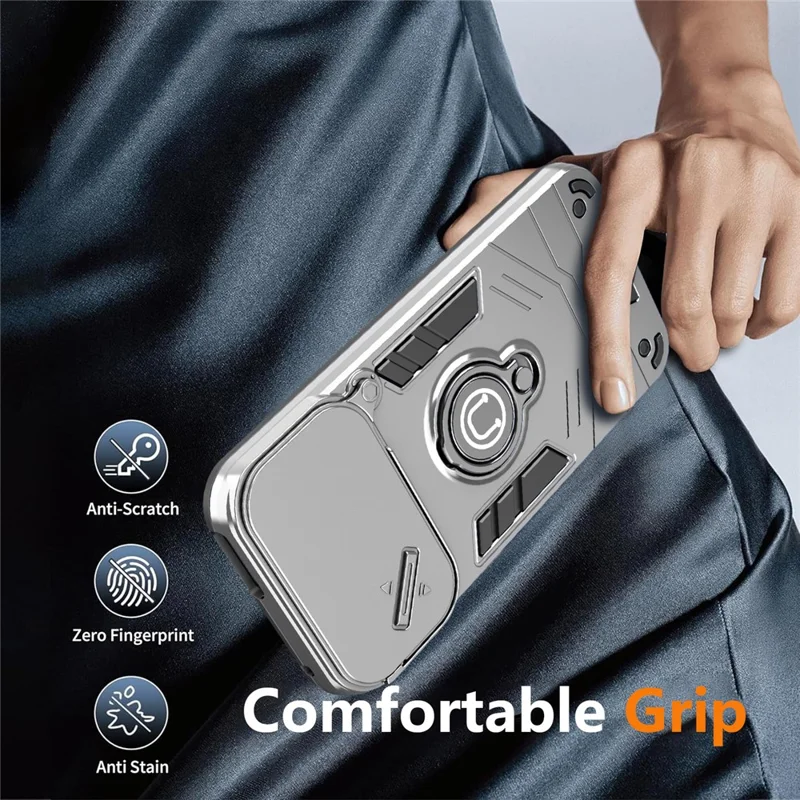 For Google Pixel 9 Pro XL Case Slide Camshield Kickstand PC + TPU Phone Cover - White