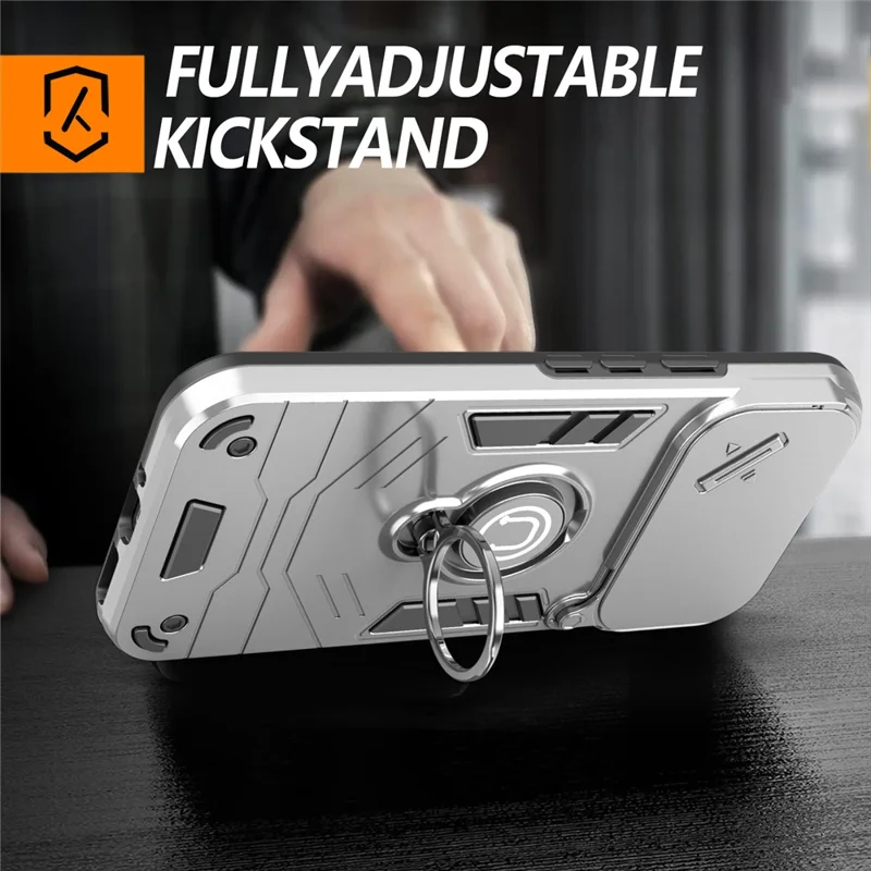 For Google Pixel 9 Pro XL Case Slide Camshield Kickstand PC + TPU Phone Cover - White