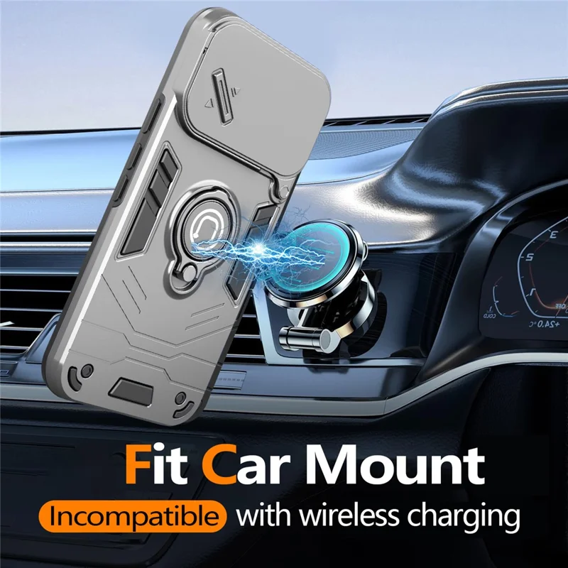 For Google Pixel 9 Pro XL Case Slide Camshield Kickstand PC + TPU Phone Cover - White