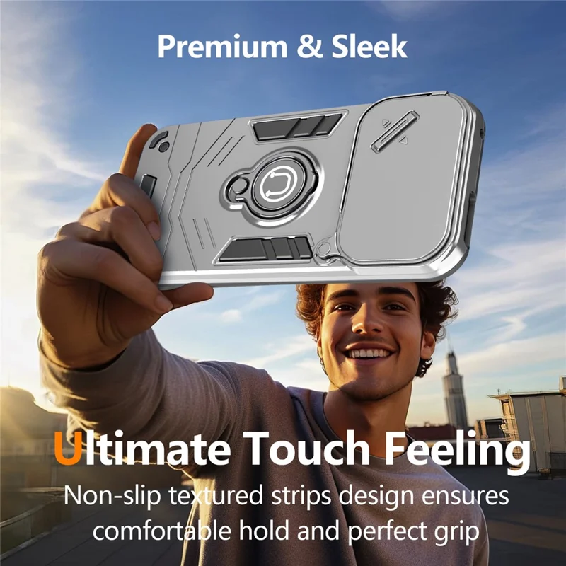 For Google Pixel 9 Pro XL Case Slide Camshield Kickstand PC + TPU Phone Cover - White