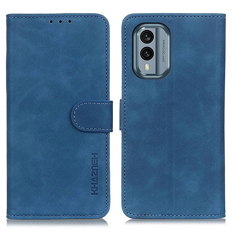 KHAZNEH For Nokia X30 5G Drop-proof Phone Cover Magnetic Closure Wallet PU Leather Retro Texture Stand Case - Blue