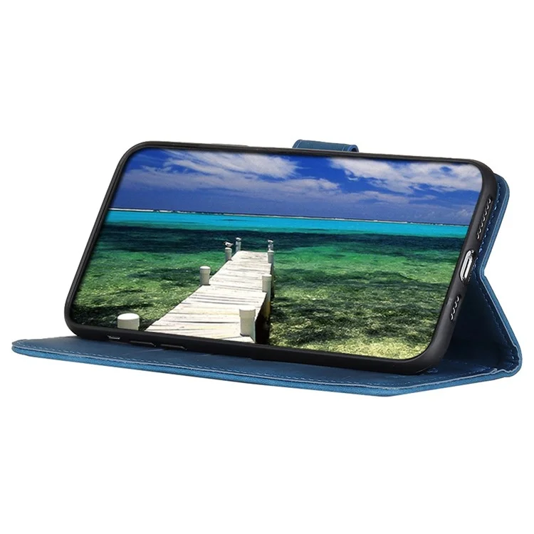 KHAZNEH For Nokia X30 5G Drop-proof Phone Cover Magnetic Closure Wallet PU Leather Retro Texture Stand Case - Blue