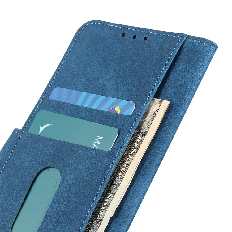 KHAZNEH For Nokia X30 5G Drop-proof Phone Cover Magnetic Closure Wallet PU Leather Retro Texture Stand Case - Blue