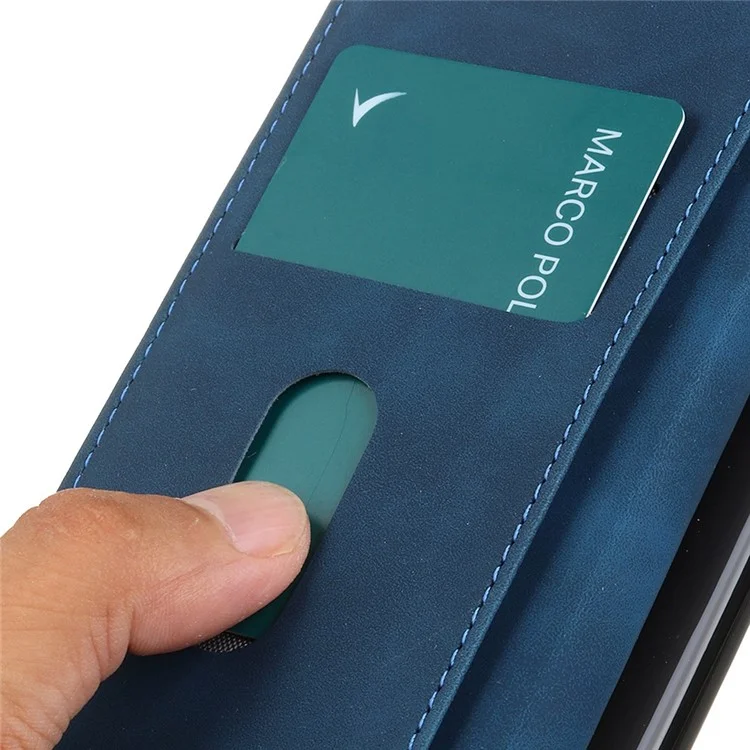 KHAZNEH For Nokia X30 5G Drop-proof Phone Cover Magnetic Closure Wallet PU Leather Retro Texture Stand Case - Blue