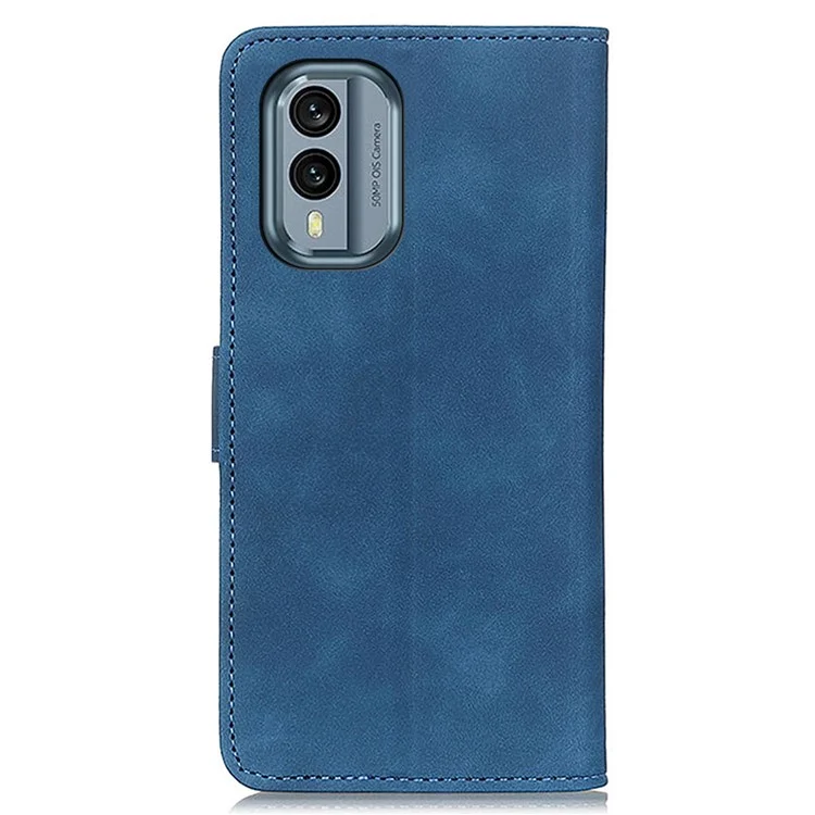 KHAZNEH For Nokia X30 5G Drop-proof Phone Cover Magnetic Closure Wallet PU Leather Retro Texture Stand Case - Blue