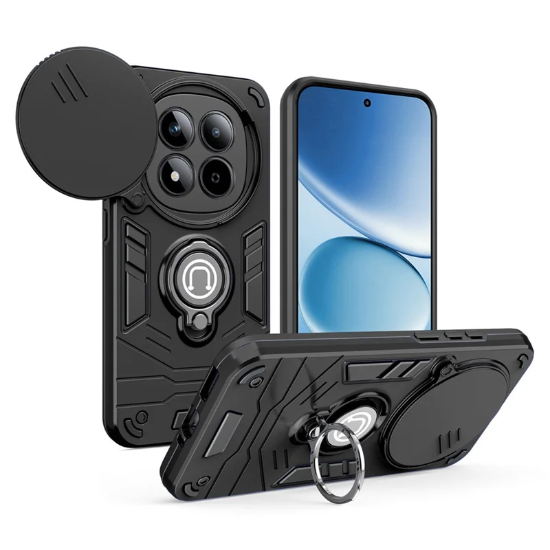 For Xiaomi Redmi Note 15 Pro 4G (Global) Case Slide Camshield Kickstand PC + TPU Phone Cover - Black