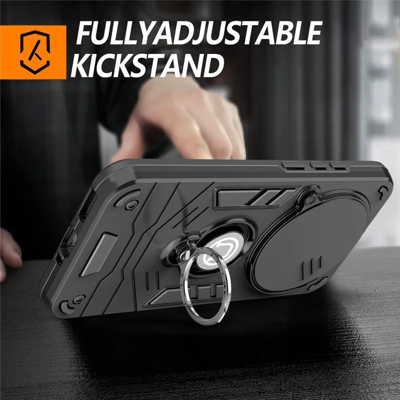 For Xiaomi Redmi Note 15 Pro 4G (Global) Case Slide Camshield Kickstand PC + TPU Phone Cover - Black