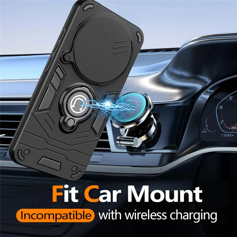 For Xiaomi Redmi Note 15 Pro 4G (Global) Case Slide Camshield Kickstand PC + TPU Phone Cover - Black
