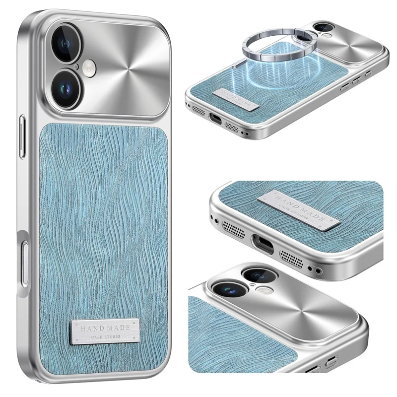 For iPhone 17 Magnetic Case Flowing Water Ripple TPU+PC Shockproof Phone Cover Compatible With Magsafe - Blue