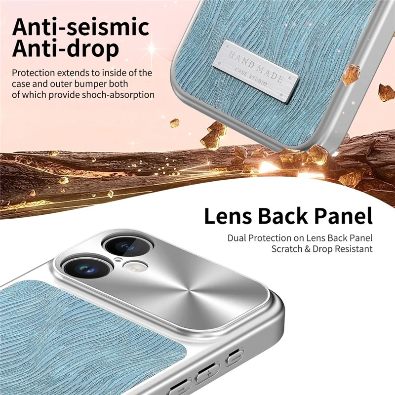 For iPhone 17 Magnetic Case Flowing Water Ripple TPU+PC Shockproof Phone Cover Compatible With Magsafe - Blue