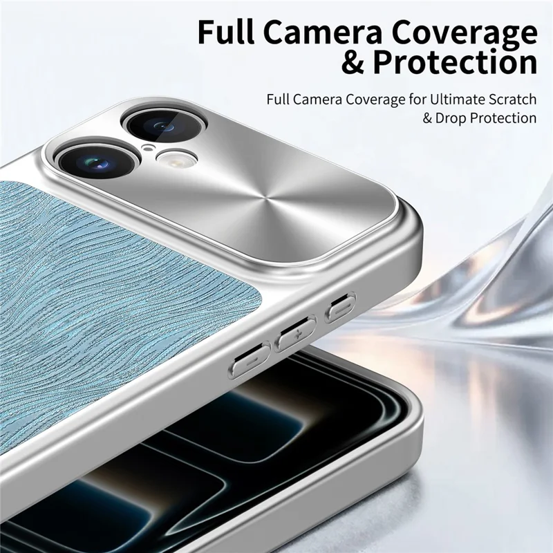 For iPhone 16 Magnetic Case Flowing Water Ripple TPU+PC Shockproof Phone Cover Compatible With Magsafe - Blue