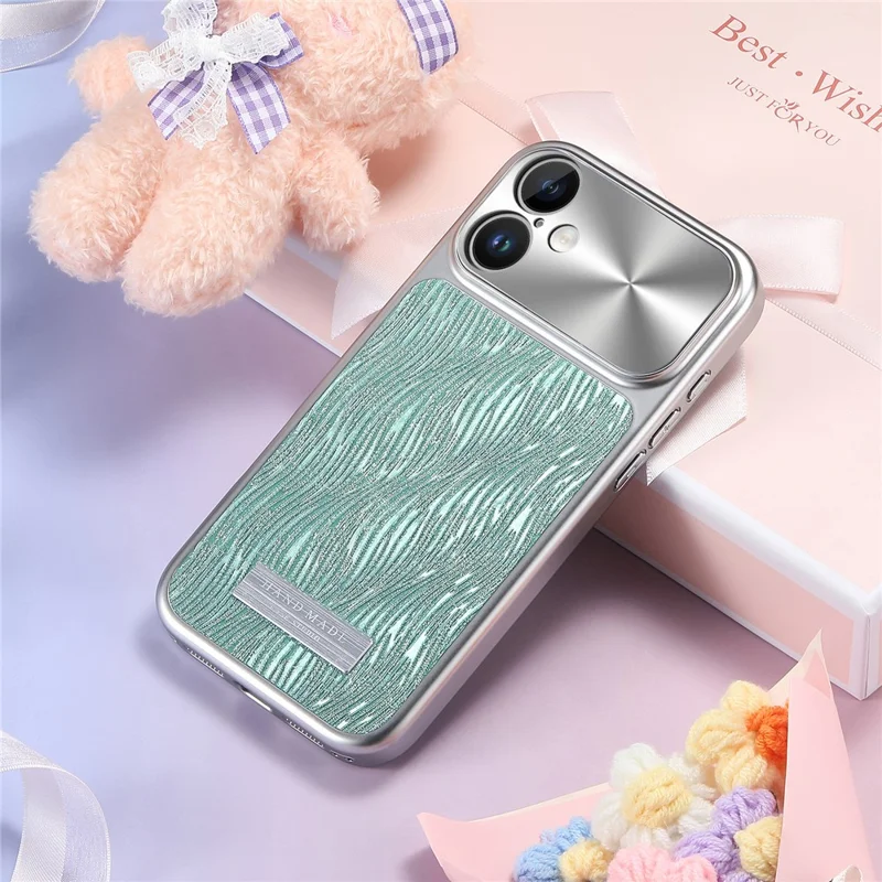 For iPhone 16 Magnetic Case Flowing Water Ripple TPU+PC Shockproof Phone Cover Compatible With Magsafe - Mint Green