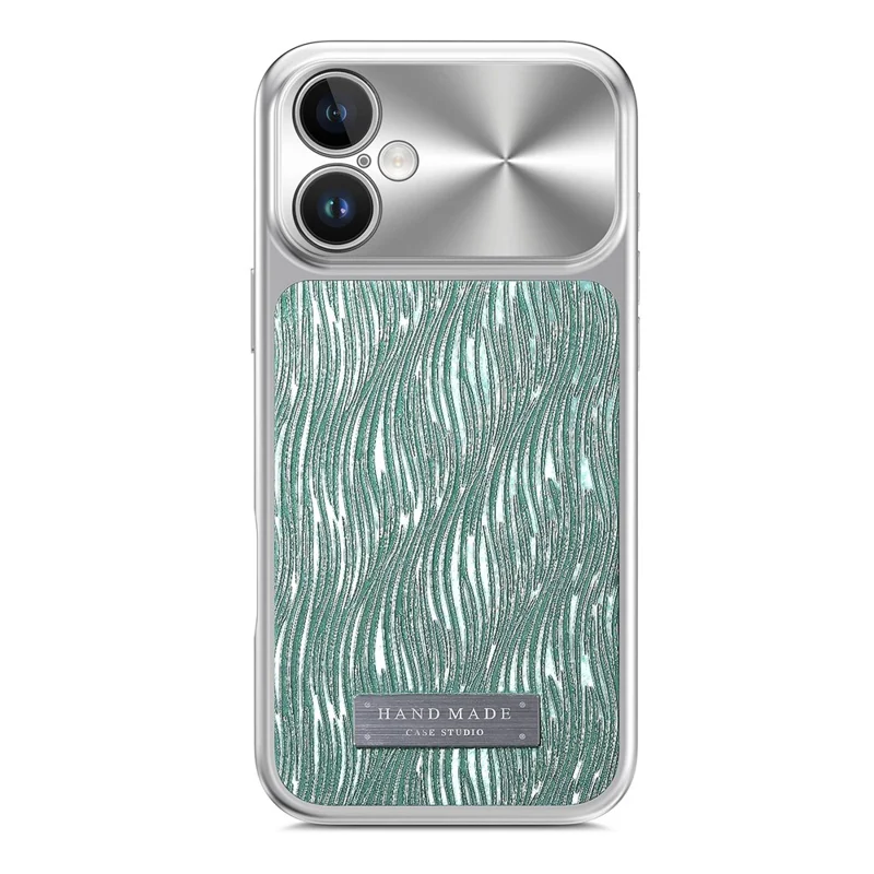 For iPhone 16 Magnetic Case Flowing Water Ripple TPU+PC Shockproof Phone Cover Compatible With Magsafe - Mint Green