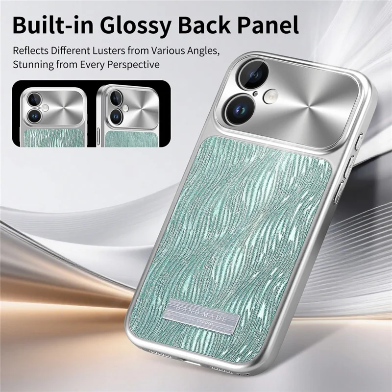 For iPhone 16 Magnetic Case Flowing Water Ripple TPU+PC Shockproof Phone Cover Compatible With Magsafe - Mint Green