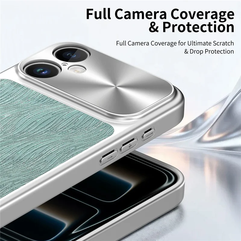 For iPhone 16 Magnetic Case Flowing Water Ripple TPU+PC Shockproof Phone Cover Compatible With Magsafe - Mint Green