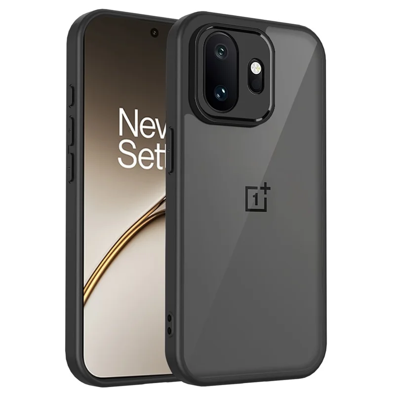 For OnePlus 15T 5G Case Skin Touch Matte PC + TPU Anti-Drop Phone Cover - Transparent Black