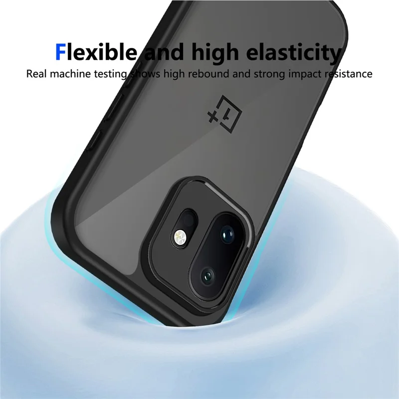For OnePlus 15T 5G Case Skin Touch Matte PC + TPU Anti-Drop Phone Cover - Transparent Black