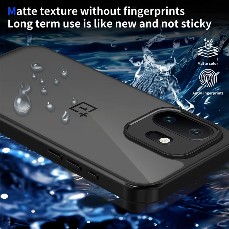 For OnePlus 15T 5G Case Skin Touch Matte PC + TPU Anti-Drop Phone Cover - Transparent Black