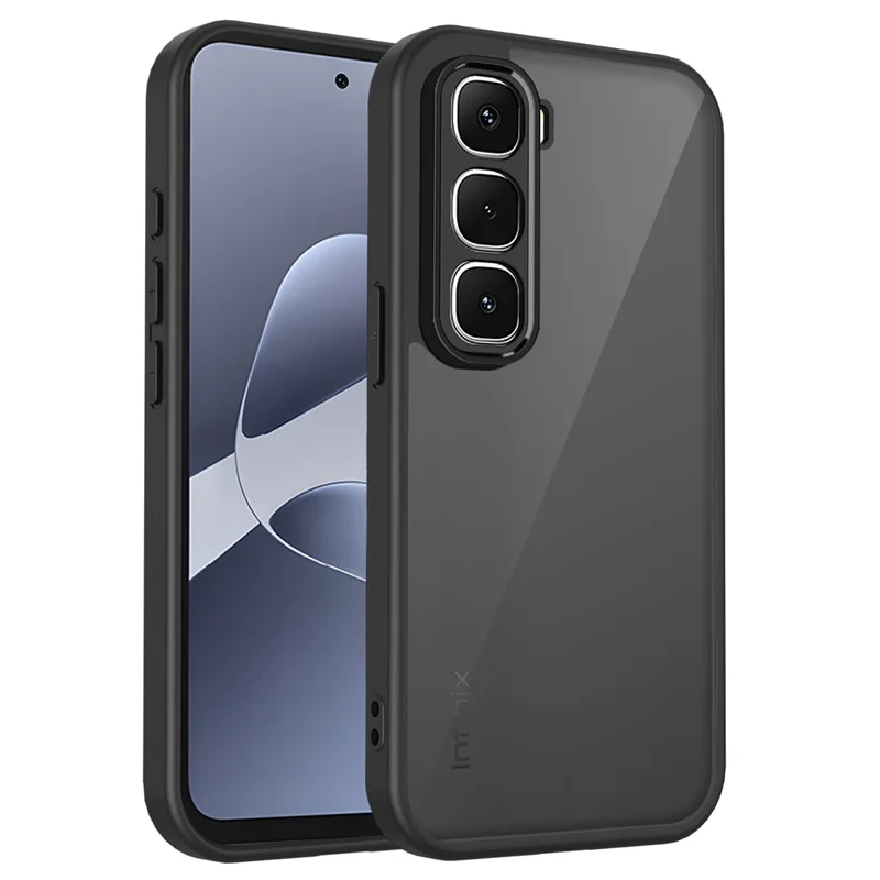 For Infinix Hot 70 Case Skin Touch Matte PC + TPU Anti-Drop Phone Cover - Transparent Black