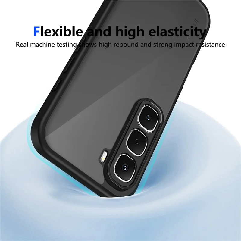 For Infinix Hot 70 Case Skin Touch Matte PC + TPU Anti-Drop Phone Cover - Transparent Black