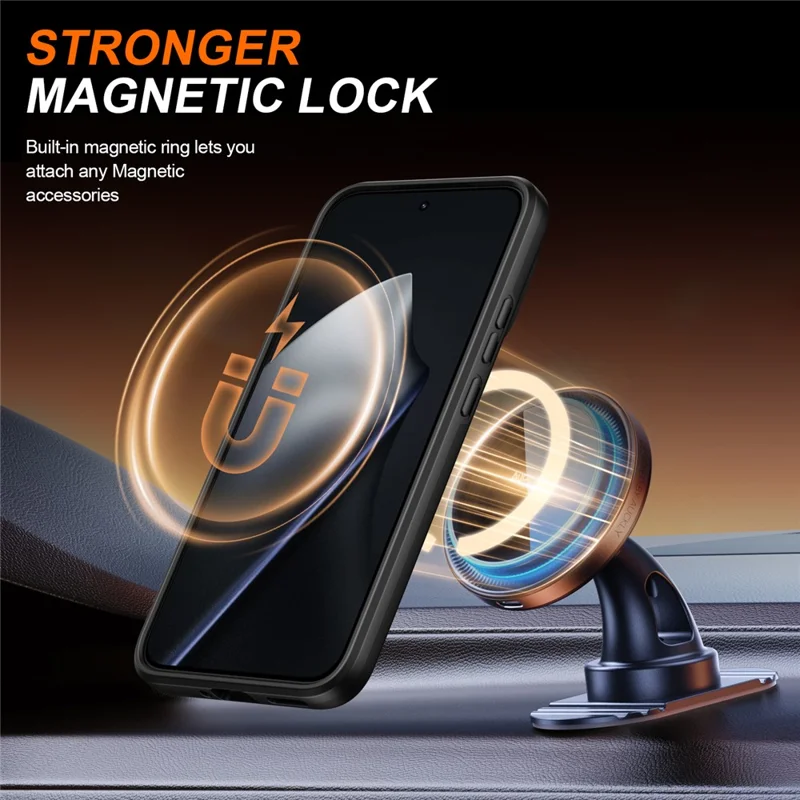 For Xiaomi 15T Magnetic Case Ring Kickstand Slide Camera Cover TPU PC Hybrid Phone Shell - Black