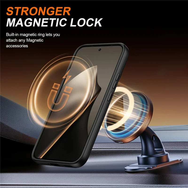 For Xiaomi 15T Pro Magnetic Case Ring Kickstand Slide Camera Cover TPU PC Hybrid Phone Shell - Black