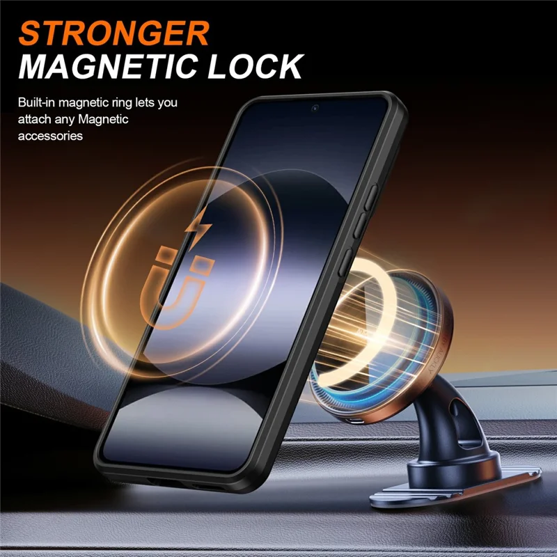 For Xiaomi Redmi Note 14 5G / Note 14 4G (163.25mm) Magnetic Case Ring Kickstand Slide Camera Cover TPU PC Hybrid Phone Shell - Black