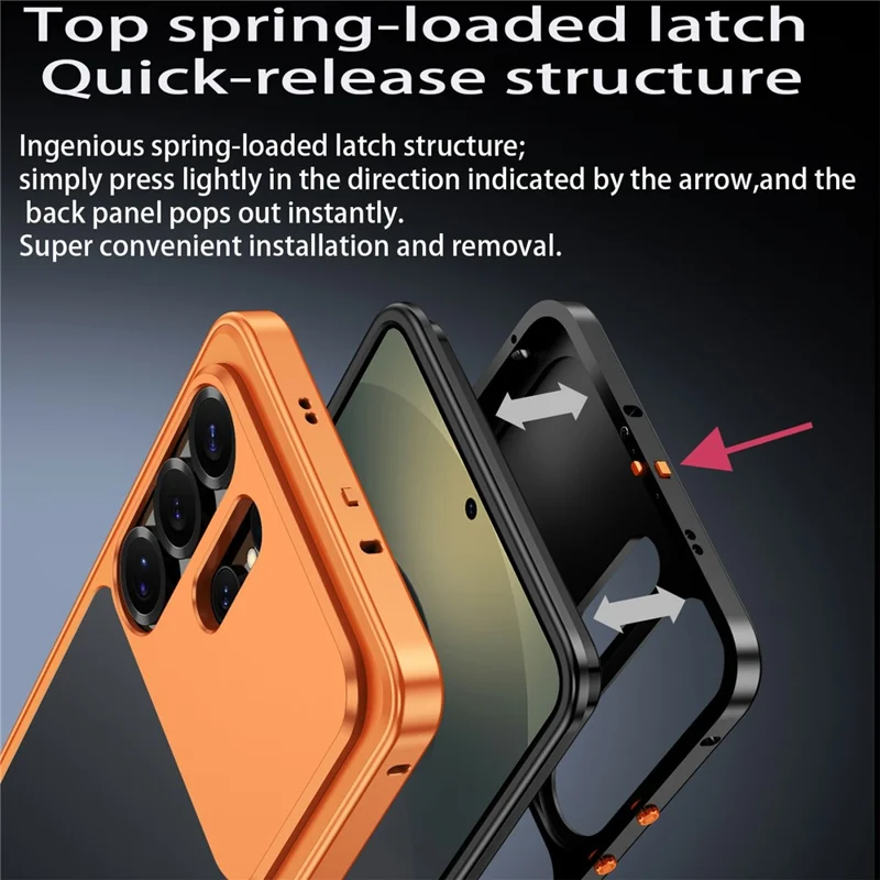 For Samsung Galaxy S23 Ultra Metal Frame Case Magnetic Snap On Frame PC Hollow Back Heat Dissipation Shockproof Cover - Titanium Blue