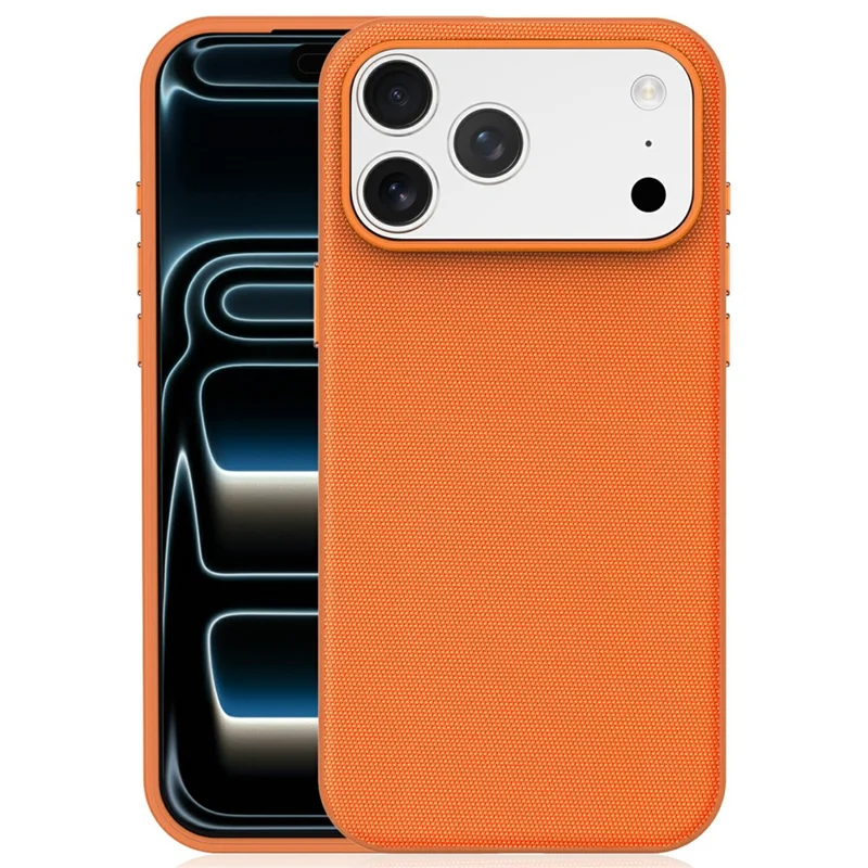 For iPhone 17 Pro Max Magnetic Case Compatible with MagSafe Tech Fabric TPU Shockproof Cover - Orange