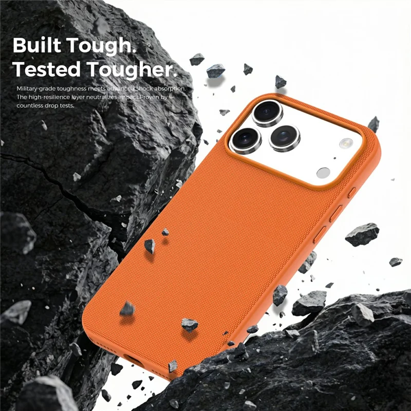 For iPhone 17 Pro Max Magnetic Case Compatible with MagSafe Tech Fabric TPU Shockproof Cover - Orange