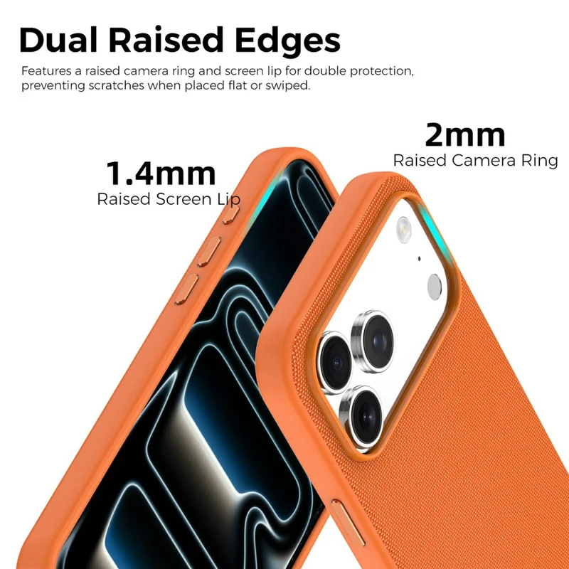 For iPhone 17 Pro Max Magnetic Case Compatible with MagSafe Tech Fabric TPU Shockproof Cover - Orange