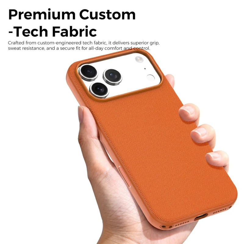 For iPhone 17 Pro Max Magnetic Case Compatible with MagSafe Tech Fabric TPU Shockproof Cover - Orange