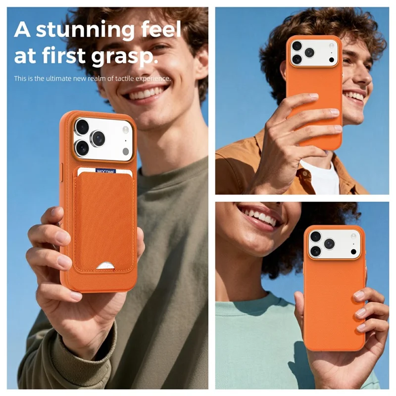 For iPhone 17 Pro Max Magnetic Case Compatible with MagSafe Tech Fabric TPU Shockproof Cover - Orange