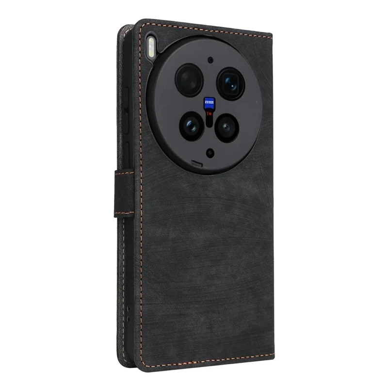 For vivo X300 Ultra 5G Case Wallet RFID Blocking PU Leather Phone Cover Stand with Strap - Black