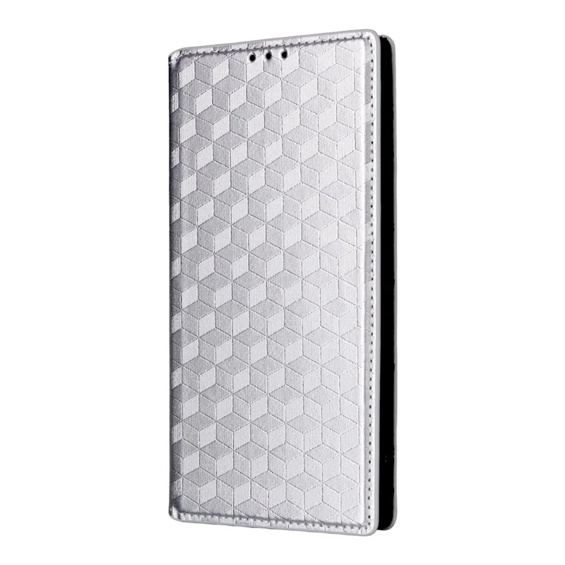 For vivo X300 Ultra 5G Case Wallet Rhombus Imprinted PU Leather Phone Cover - Silver